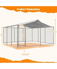 Streamdale Furniture Heavy Duty 14.8x14.8ft Galvanized Chain Link Dog Kennel with Waterproof Cover