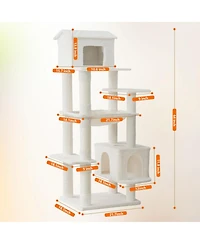Streamdale Furniture Multi-Level Cat Tree with House, Hammock, and Scratching Posts