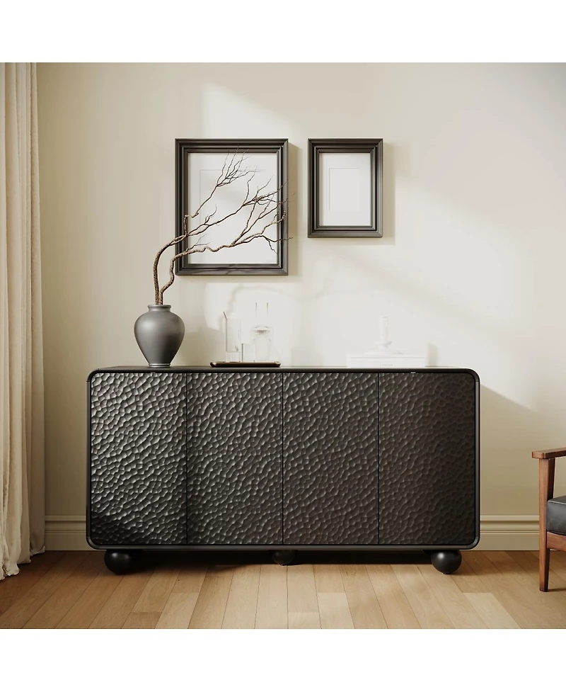 Streamdale Furniture Curved Sideboard Buffet Cabinet with Storage and Tv Console