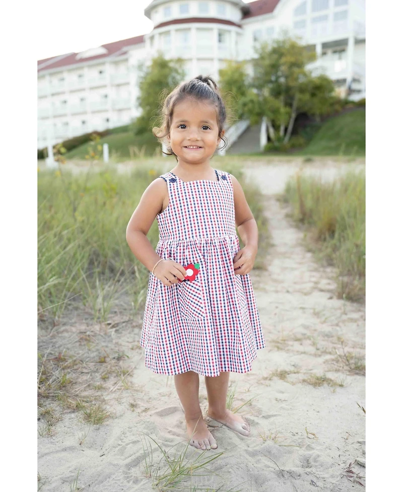 Florence Eiseman Big Girls Plaid Seersucker Dress With Flowers