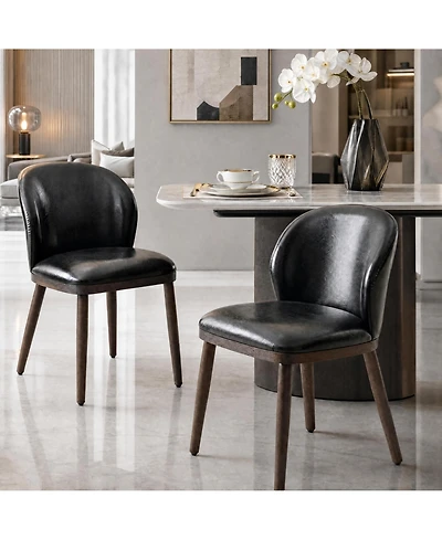 homfan Modern Upholstered Dining Chairs Set of 2 - Ergonomic Backrest, Strong Wood Legs, Comfortable Seating, 265lbs Capacity, Easy Assembly