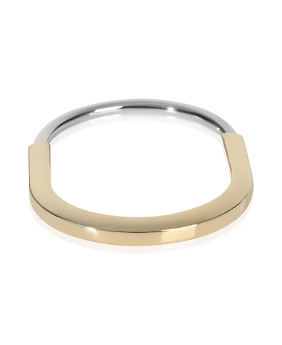 Pre-Owned Tiffany & Co White Gold and Yellow Gold Lock Bangle Bracelet