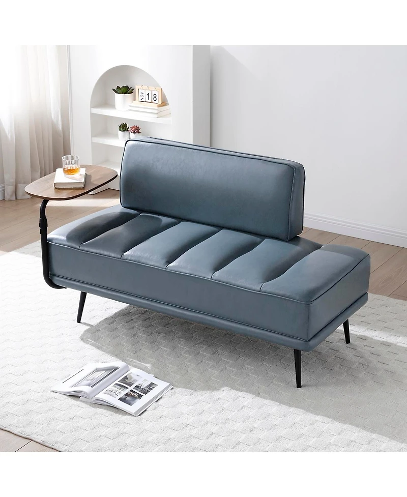 Streamdale Furniture Faux Leather Swivel Tray End of Bed Bench with Side Table