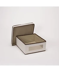 Household Essentials Vision Storage Box 3 Piece Set, 2 Small and 1 Large, Canvas with Trim