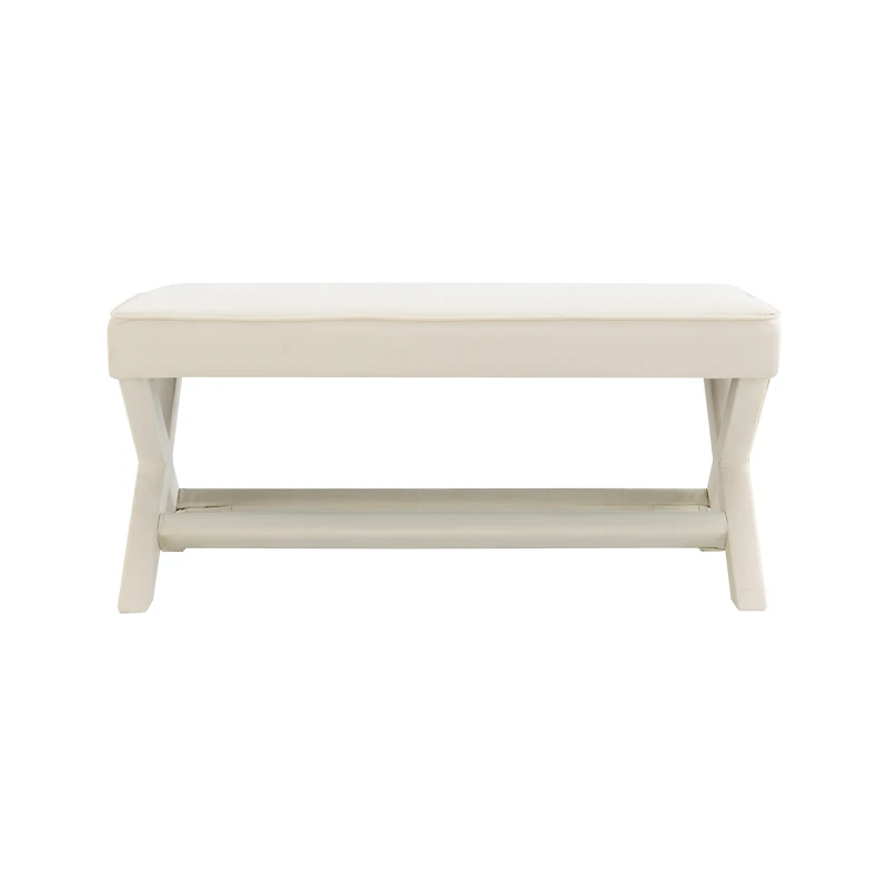 Streamdale Furniture Velvet Double Bench with X-Crossed Legs