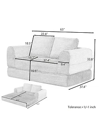Streamdale Furniture 2-in-1 Folding Convertible Sofa Bed, Modern Corduroy Sleeper Couch with 2 Pillows