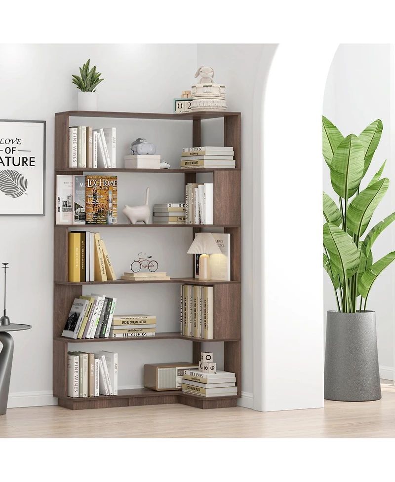 Streamdale Furniture 90cm Freestanding Corner Bookshelf with Anti-Tip Device