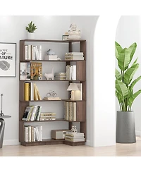 Streamdale Furniture 90cm Freestanding Corner Bookshelf with Anti-Tip Device