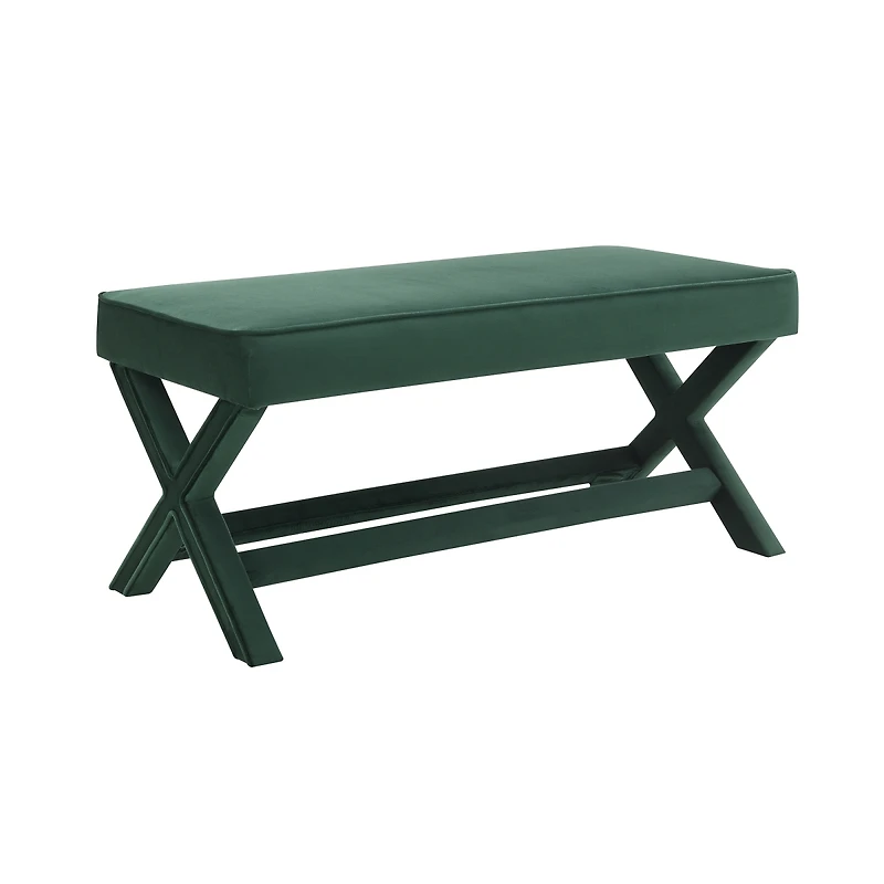 Streamdale Furniture Velvet Double Bench with X-Crossed Legs