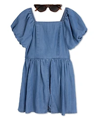 Speechless Girls' 7-16 Denim Romper with Sunglass