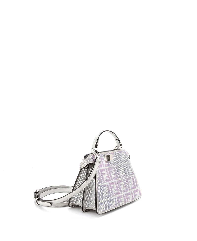 Pre-Owned Fendi Petite Peekaboo ISeeU Bag Zucca Crystal Embellished Suede