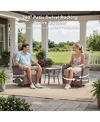 Pocassy Piece Patio Furniture Pe Wicker Outdoor Conversation Set with Cushion,All-Weather Rattan Swivel Rocker Chairs Couch Tables