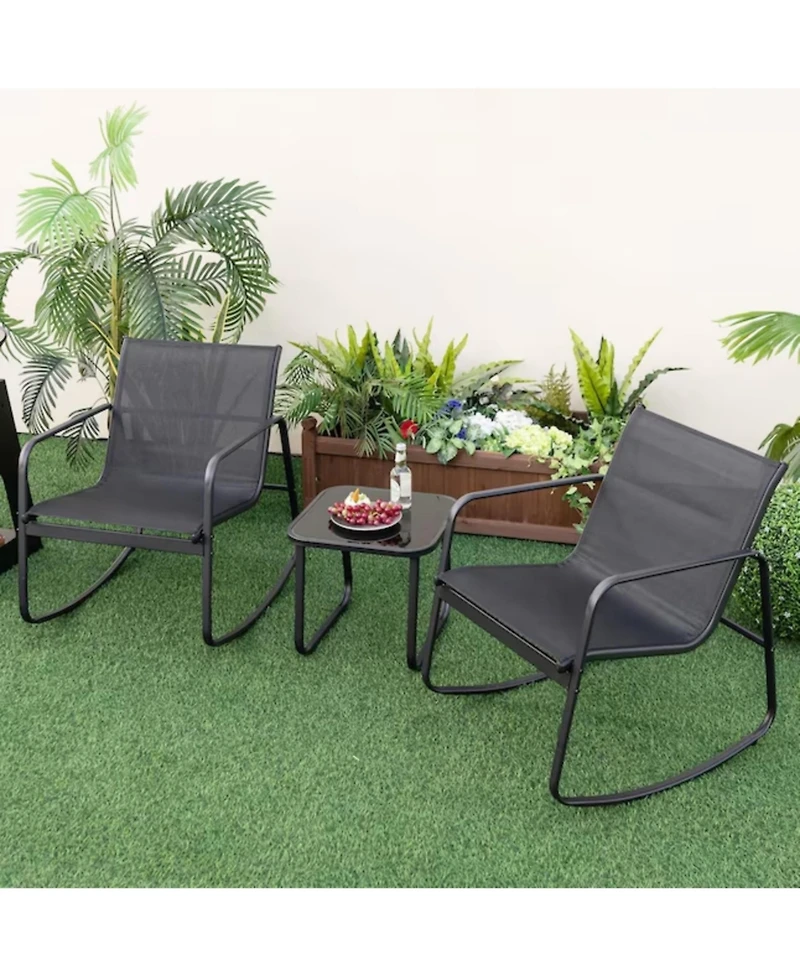 Yiortwo Piece Outdoor Patio Furniture Set Steel Textilene Chair with Table