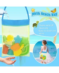 Gnuadz Collapsible Beach Toys Foldable Sand Bucket Shovels Set Mesh Bag Castle Building Kit Sandbox Travel Kids