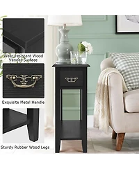 Sugift 2 Tier End Bedside Sofa Side Table Narrow Nightstand