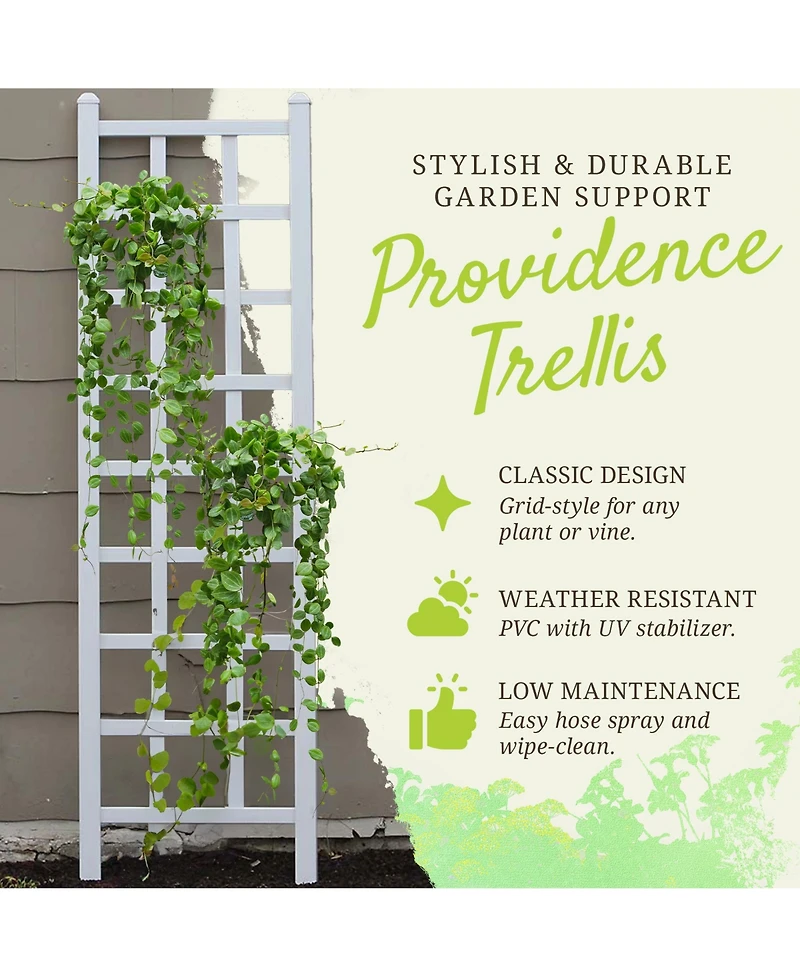 Dura-Trel Providence 22 x 75 Inch Pvc Vinyl Outdoor Garden Patio Trellis, White