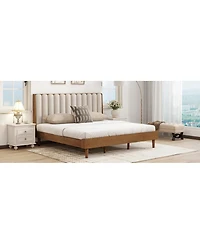 Streamdale Furniture Wood Bed with Piano Key Headboard and Strong Frame