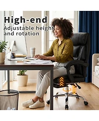Streamdale Furniture Adjustable Leather Executive Office Chair with Footrest
