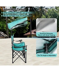 Sugift Double Beach Chair with Adjustable Canopy and 3-Side Shading Curtains