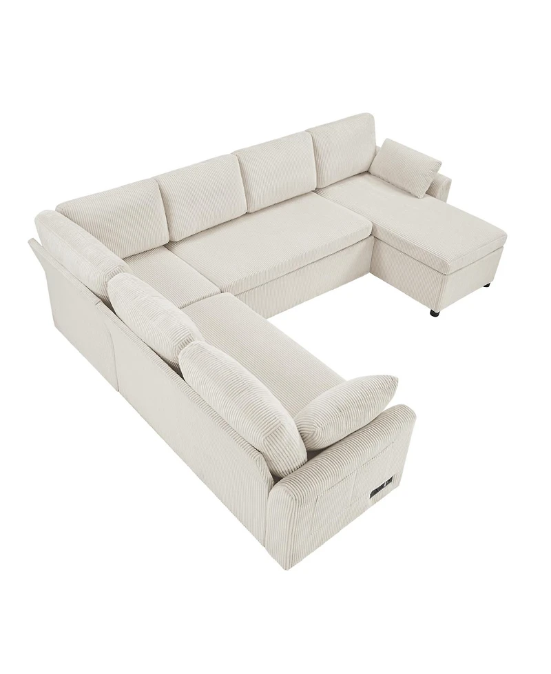 Streamdale Furniture U-Shaped Sectional Sofa Bed with Storage
