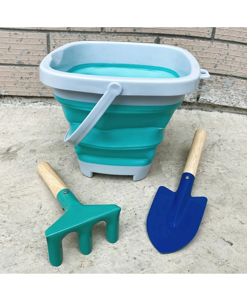 Gnuadz Collapsible Metal Beach Bucket Shovel Rake Set