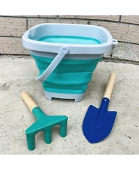 Gnuadz Collapsible Metal Beach Bucket Shovel Rake Set