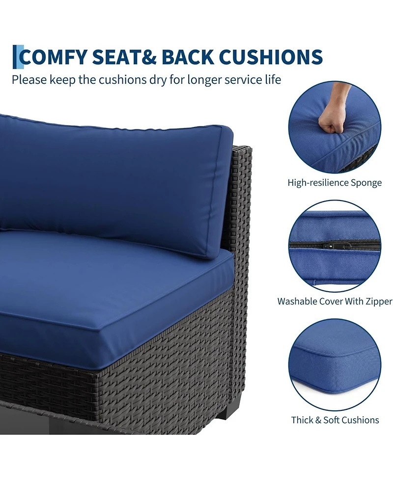 gaomon Adults Outdoor Sectional Sofa Set, Iron Wicker Patio Seating.