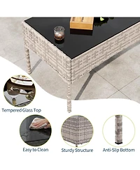 gaomon Patio Rattan Set with Glass Table, Wicker and Cushions