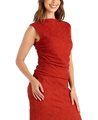 Bcx Women's Lace Knit Shirred Sleeveless Tank Top