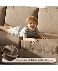 Streamdale Furniture L-Shaped Sofa Bed with Usb, Teddy Upholstered Sectional