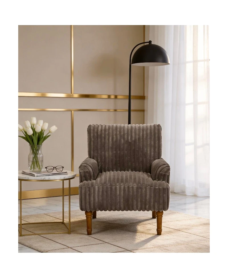 Streamdale Furniture Corduroy Accent Chair with Wood Legs.