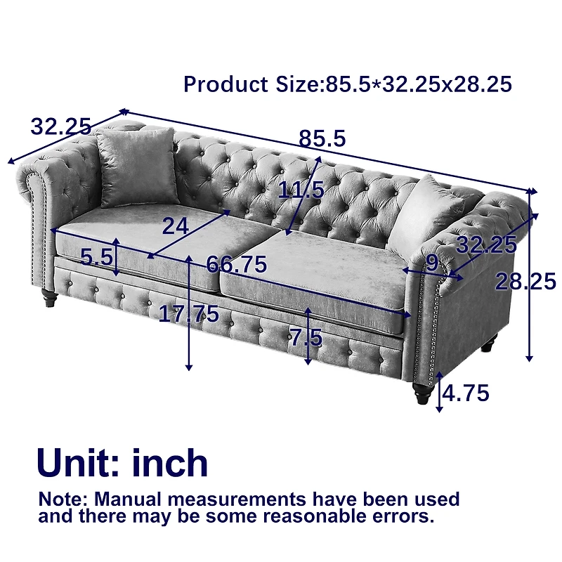 Streamdale Furniture Modern 3-Seat Combo Sofa Wood Frame and Feet
