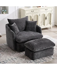 Streamdale Furniture Swivel Accent Chair with Ottoman and 3 Pillows