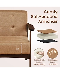 Slickblue Modern Accent Chair with Rubber Wood Frame and Armrests for Living Room Decor