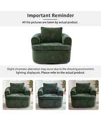 Rainsken 360degree(s) Swivel Sofa Chair, Chenille Fabric Accent Barrel Chair with Dual-layer Cushion Design, 36.6" Swivel Round Chair for Living Room