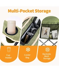 Yiortwo Oversized Camping Chair with Cooler Bag, Padded Folding Outdoor