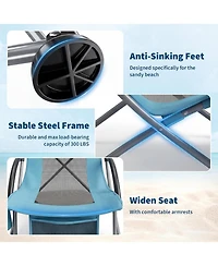 gaomon Folding Portable High Beach Chair with Cup Holder, Storage Pocket and Carry Bag for Camping, Beach, Travel