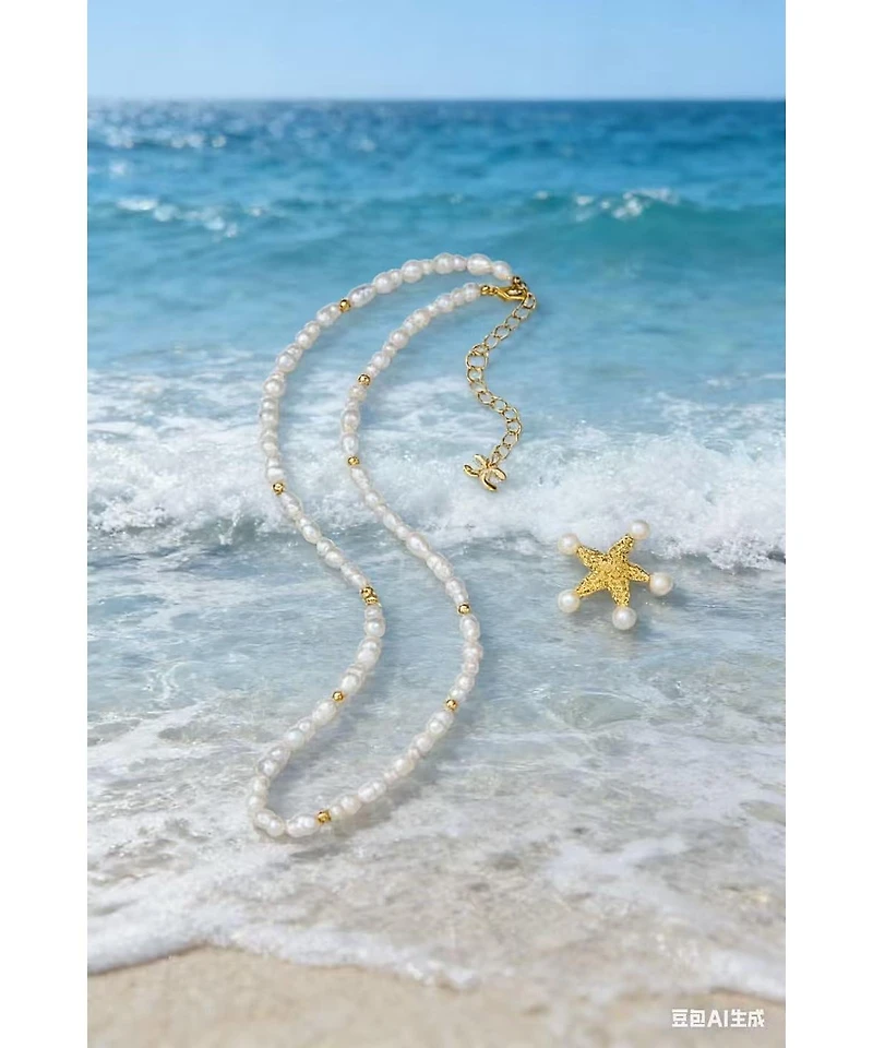 Classicharms Lila Starfish Keshi Pearl Pendant Necklace
