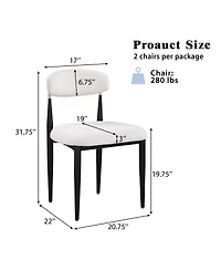 Streamdale Furniture Set of 2 Armless Chenille Dining Chairs