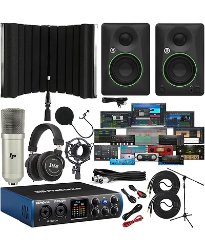 Studio 24c Usb C 2x2 Audio Interface Bundle with Cr style Monitors, Daw & Recording Kit