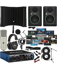 Studio 24c Usb C 2x2 Audio Interface Bundle with Cr style Monitors, Daw & Recording Kit