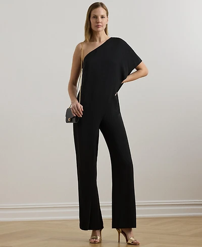 Lauren Ralph Cape Georgette One-Shoulder Jumpsuit