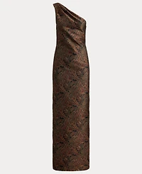 Lauren Ralph Paisley Jacquard One-Shoulder Gown