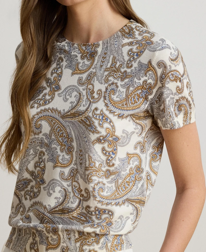 Lauren Ralph Lauren Women's Paisley Short-Sleeve Sweater