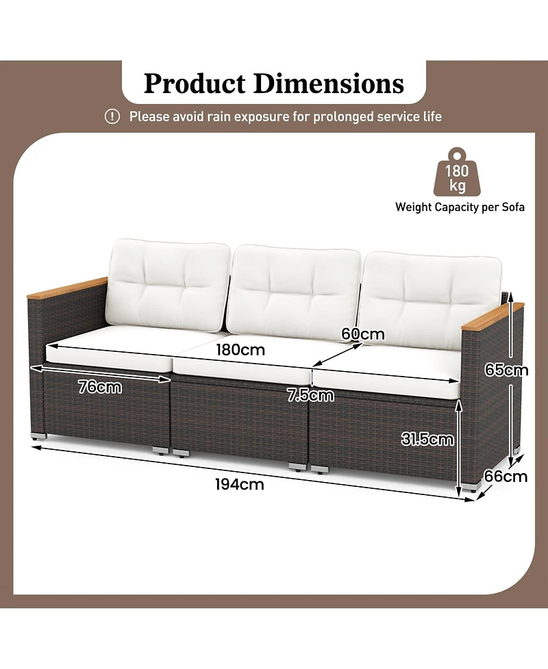 Sugift Patio Sofa Couch with Deep Seating and Cushion