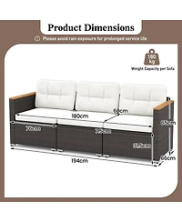 Sugift Patio Sofa Couch with Deep Seating and Cushion