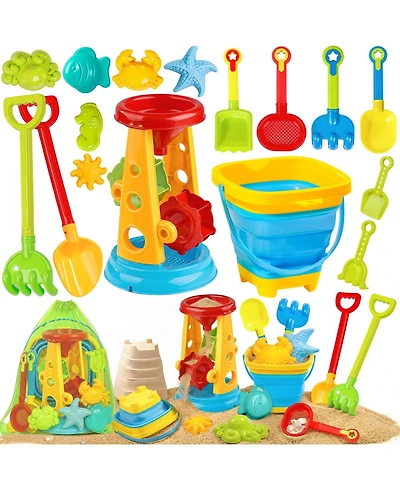Gnuadz 17-piece Collapsible Beach Sand Toys Bucket Water Wheel Set