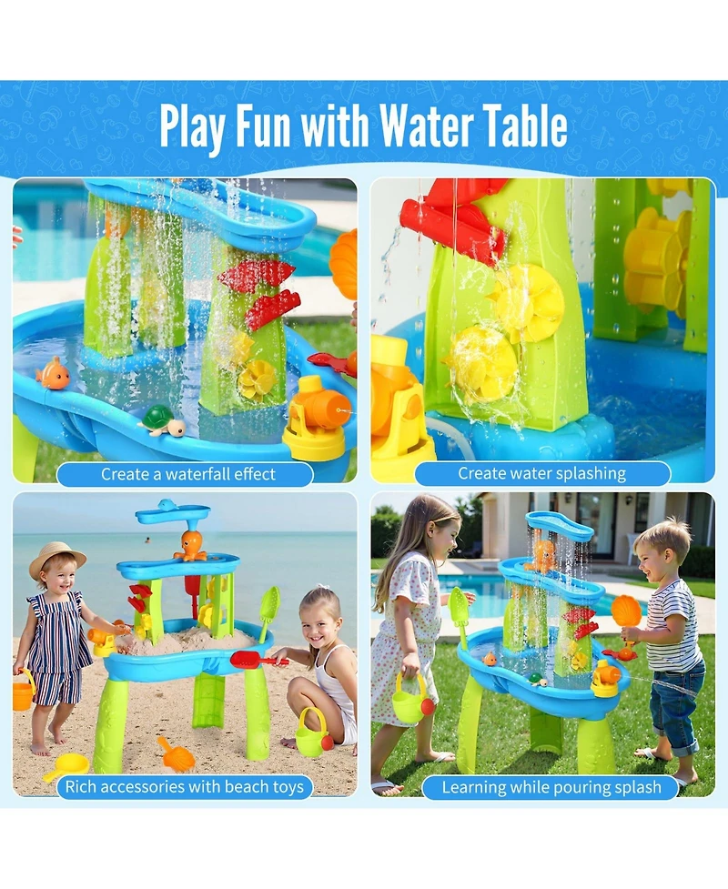 Gnuadz 3-Tier Water Table Kids Outdoor Sensory Play Summer Gift