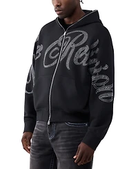 True Religion Men's Crystal Script Boxy Full-Zip Hoodie