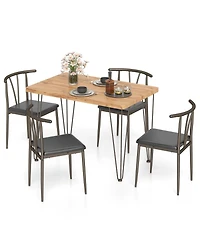 Slickblue 5 Piece Kitchen Table Set Industrial Design with Benches and Stools